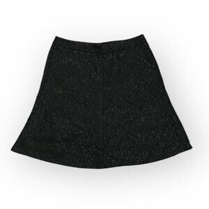 Ann Taylor Loft Women's Black Jacquard Shimmer A-Line Skirt Lined | Size Small